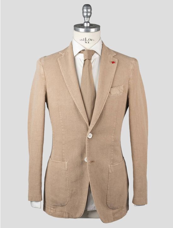 Isaia Isaia Light Brown Cotton Linen Blazer Light Brown 000