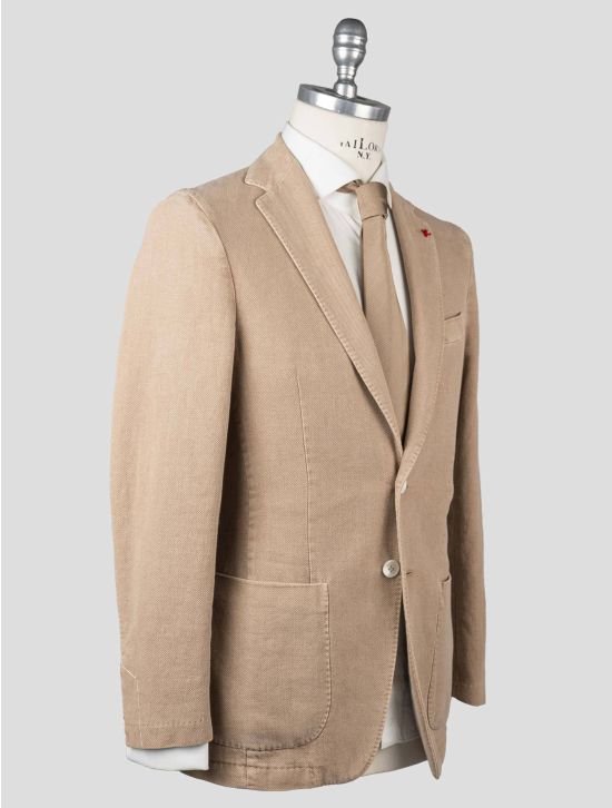 Isaia Isaia Light Brown Cotton Linen Blazer Light Brown 001