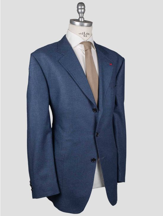 Isaia Isaia Blue Silk Wool Cv Blazer Blue 001