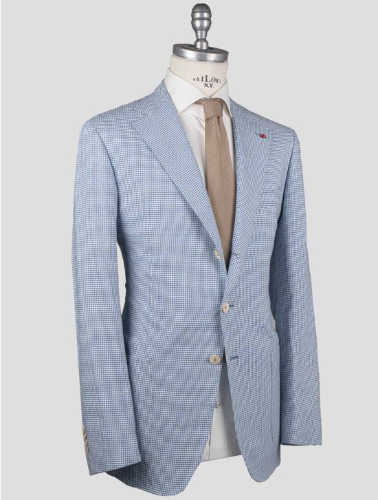 Isaia Isaia Blue White Wool Linen Cotton Ea Blazer Blue / White 001