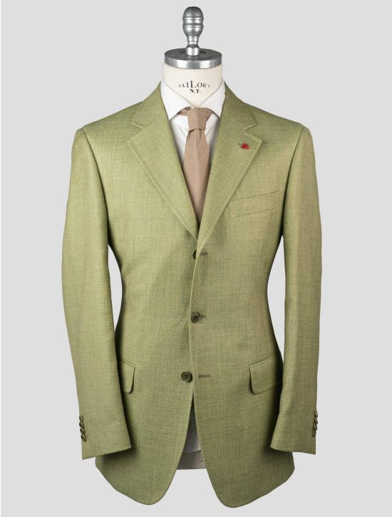 Isaia Isaia Green Wool Silk Linen Blazer Green 000