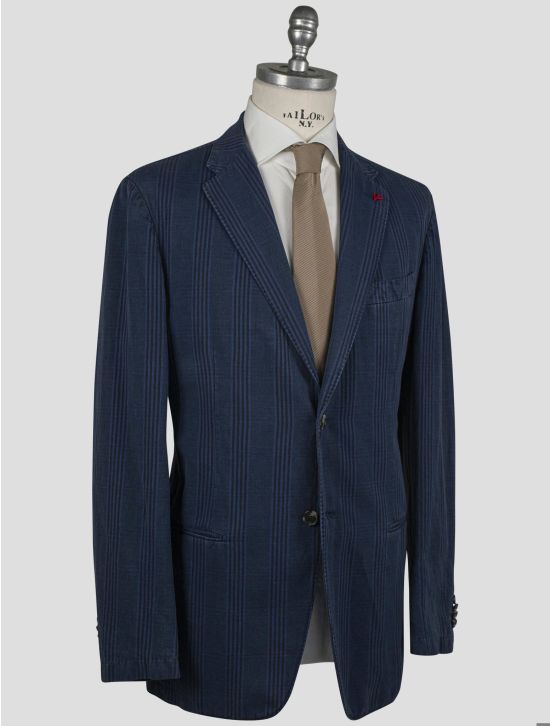 Isaia Isaia Blue Black Cotton Linen Blazer Blue / Black 001