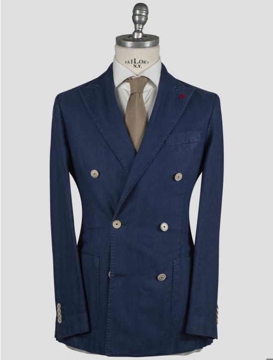 Isaia Isaia Blue Linen Cotton Blazer Blue 000