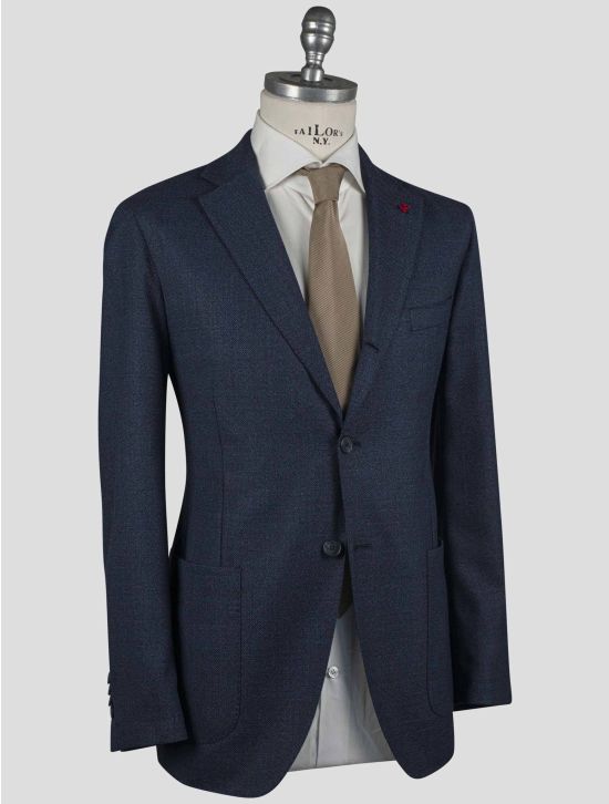 Isaia Isaia Blue Virgin Wool Blazer Blue 001