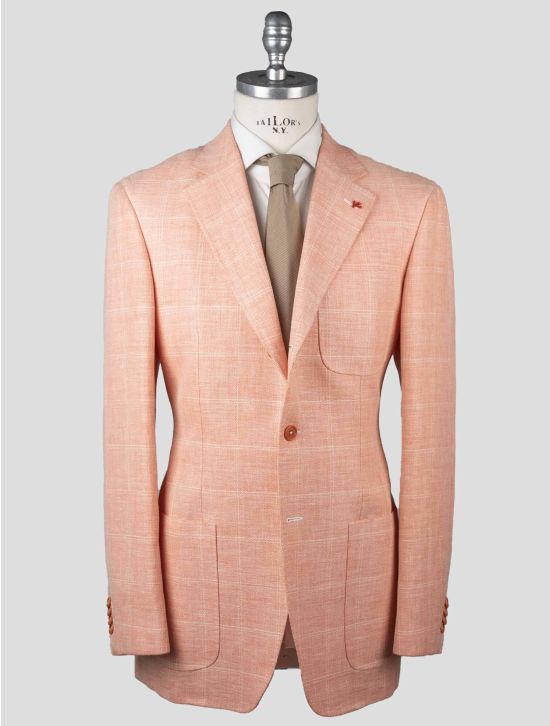 Isaia Isaia Orange Linen Wool Silk Blazer Orange 000