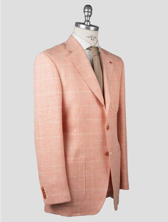 Isaia Isaia Orange Linen Wool Silk Blazer Orange 001