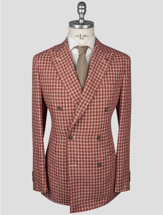 Isaia Isaia Red White Linen Blazer Red / White 000