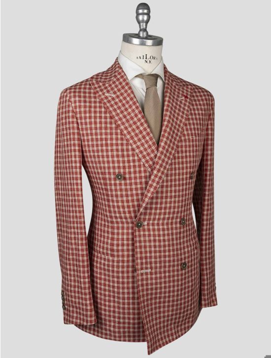 Isaia Isaia Red White Linen Blazer Red / White 001