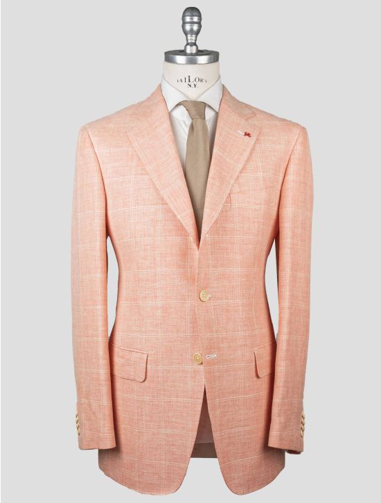 Isaia Isaia Orange Linen Wool Silk Blazer Orange 000