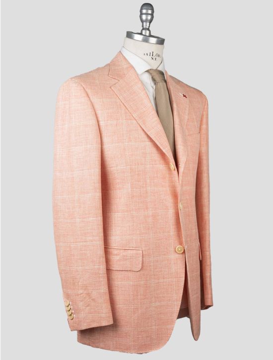 Isaia Isaia Orange Linen Wool Silk Blazer Orange 001