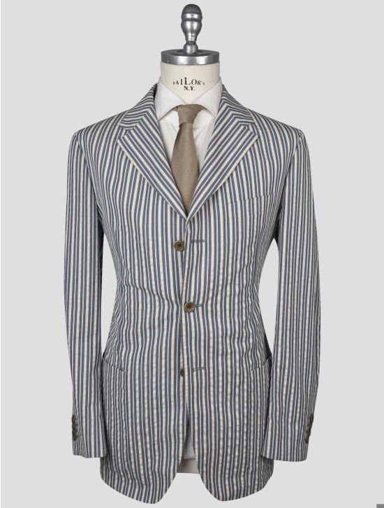 Isaia Isaia Blue White Cotton Blazer Blue / White 000