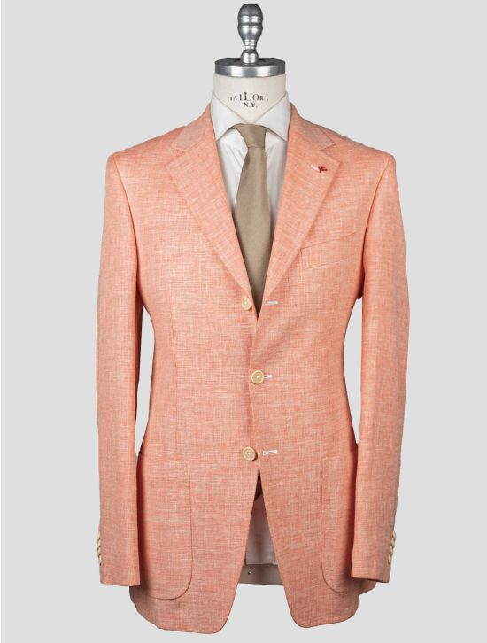 Isaia Isaia Orange Linen Wool Silk Blazer Orange 000