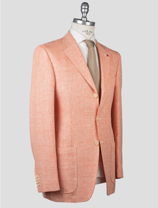 Isaia Isaia Orange Linen Wool Silk Blazer Orange 001