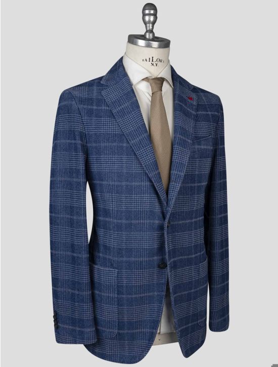 Isaia Isaia Blue Cotton Ea Blazer Blue 001