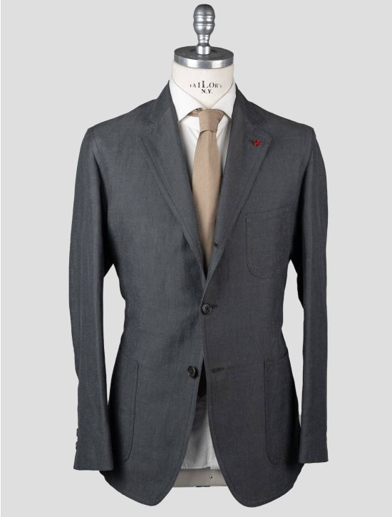 Isaia Isaia Gray Cotton Linen Blazer Gray 000