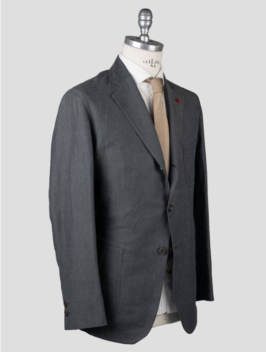 Isaia Isaia Gray Cotton Linen Blazer Gray 001