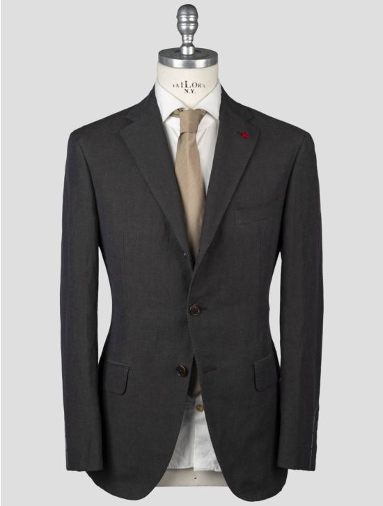 Isaia Isaia Dark Gray Cotton Linen Blazer Dark Gray 000