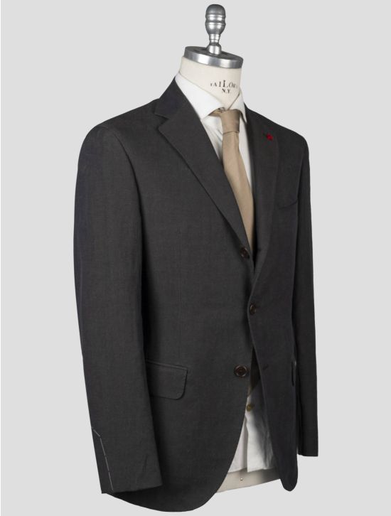 Isaia Isaia Dark Gray Cotton Linen Blazer Dark Gray 001