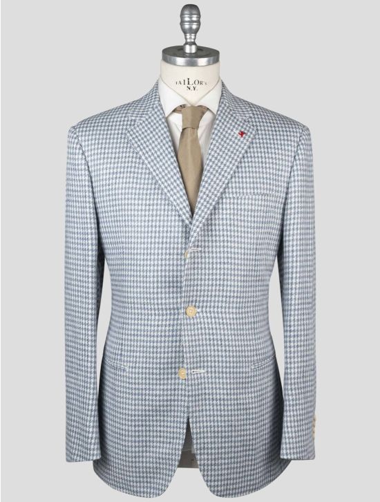 Isaia Isaia Light Blue White Linen Cotton Blazer Light Blue / White 000