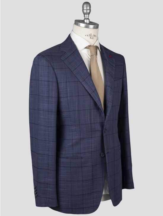 Isaia Isaia Blue Wool Silk Blazer Blue 001