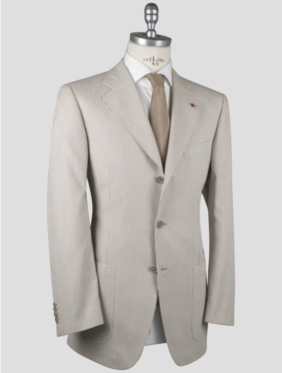 Isaia Isaia Beige White Pa Cotton Blazer Beige / White 001