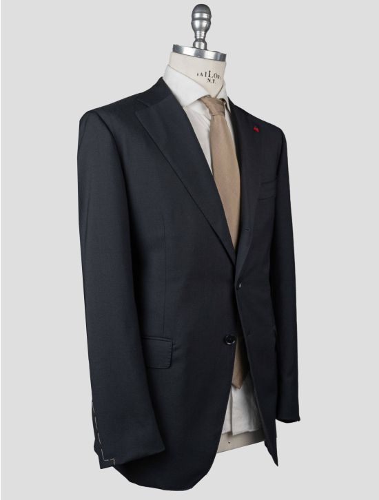 Isaia Isaia Dark Blue Wool Silk Blazer Dark Blue 001