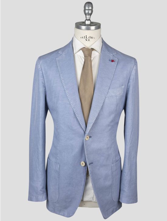 Isaia Isaia Light Blue Linen Cotton Blazer Light Blue 000