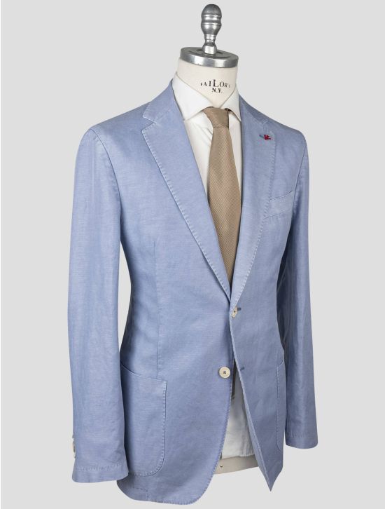 Isaia Isaia Light Blue Linen Cotton Blazer Light Blue 001