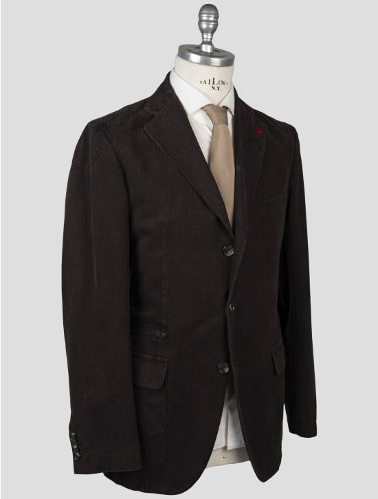 Isaia Isaia Dark Brown Cotton Blazer Dark Brown 001