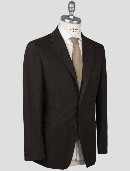 Isaia Isaia Dark Brown Cotton Blazer Dark Brown 001