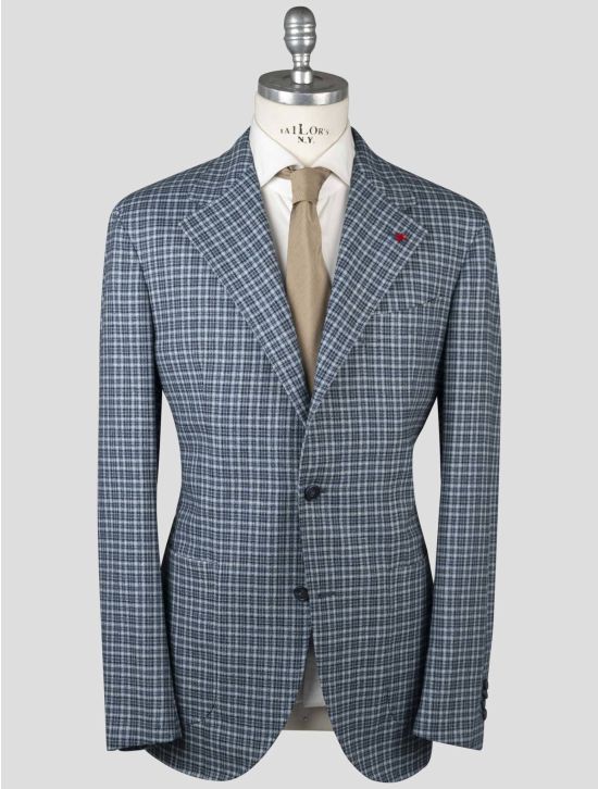 Isaia Isaia Blue Silk Wool Blazer Blue 000