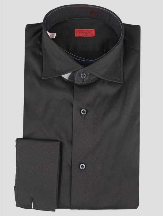 Isaia Isaia Black Cotton Pa Ea Shirt Black 000