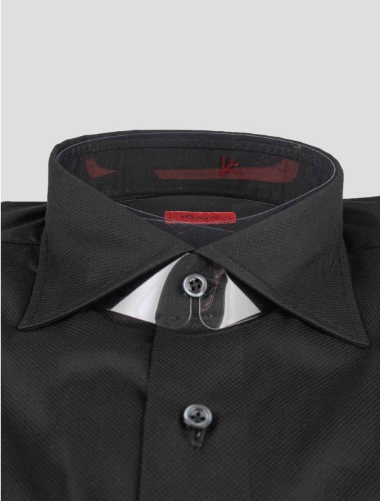 Isaia Isaia Black Cotton Pa Ea Shirt Black 001