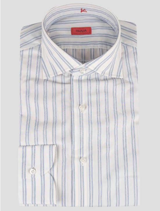 Isaia Isaia Blue White Cotton Shirt Blue / White 000