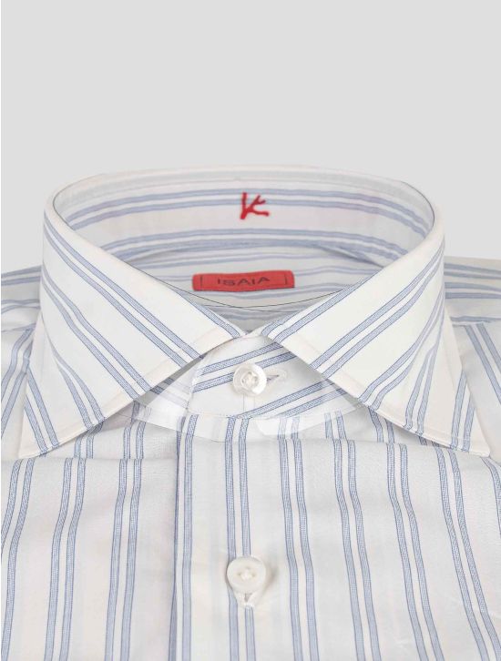 Isaia Isaia Blue White Cotton Shirt Blue / White 001