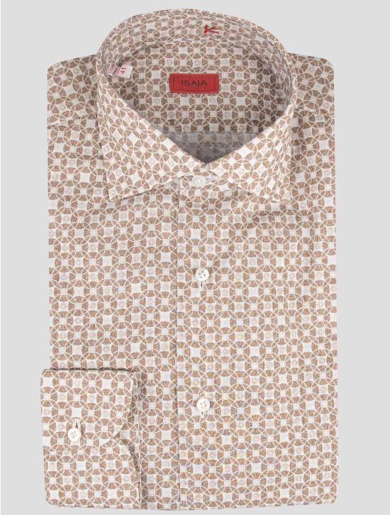 Isaia Isaia Beige White Cotton Shirt Beige / White 000