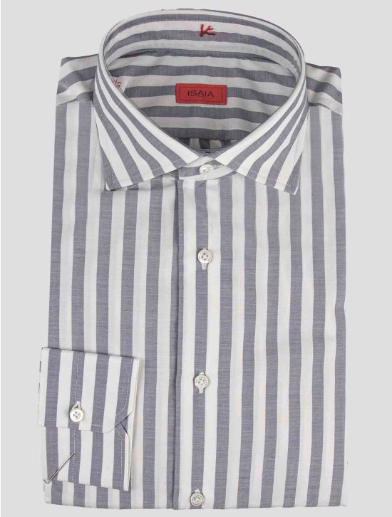 Isaia Isaia Gray White Cotton Shirt Gray / White 000