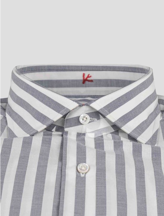 Isaia Isaia Gray White Cotton Shirt Gray / White 001