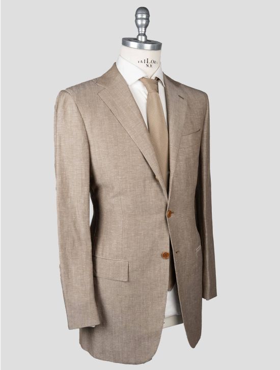 Kiton Kiton Taupe Linen Wool Blazer Taupe 001