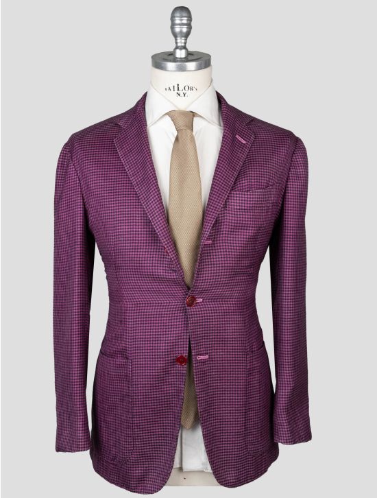 Kiton Kiton Violet Black Cashmere Silk Blazer Violet / Black 000