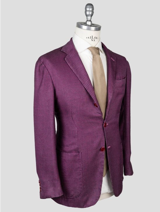 Kiton Kiton Violet Black Cashmere Silk Blazer Violet / Black 001