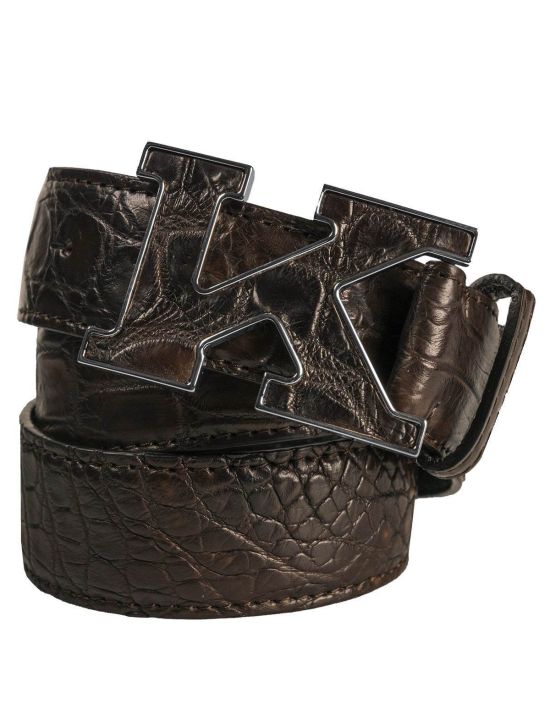 Kiton KITON Brown Leather Crocodile Belt Brown 000