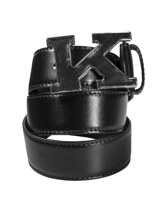 Kiton KITON Black Leather Belt Black 000