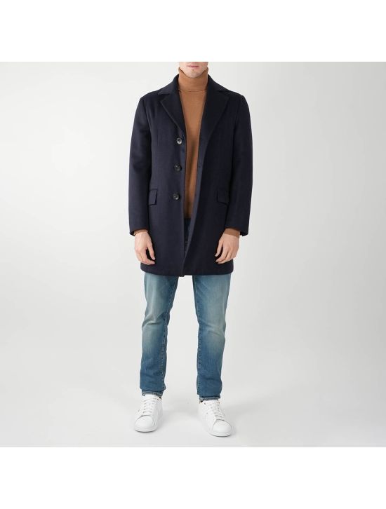 Kiton KITON Blue Cashmere Overcoat Blue 001