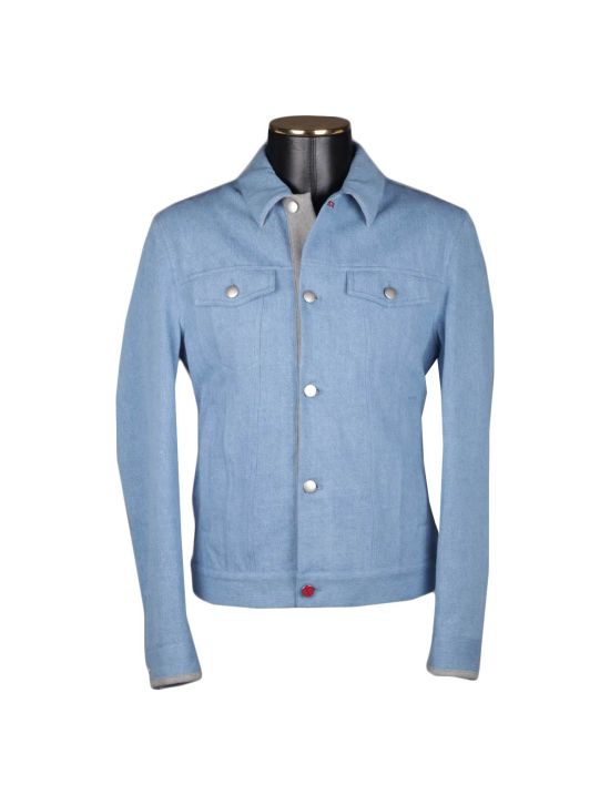 Kiton KITON Blue Denim Cotton Coat Blue 000