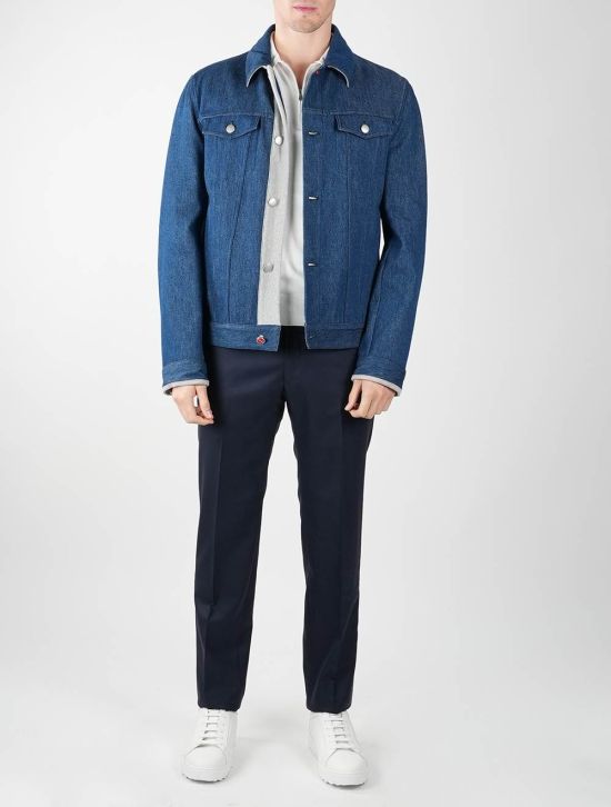 Kiton KITON Light Blue Denim Cotton Coat Light Blue 001