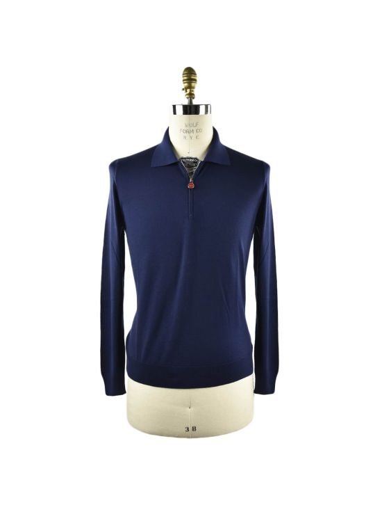 Kiton KITON BLue Wool Sweater Polo Blue 000