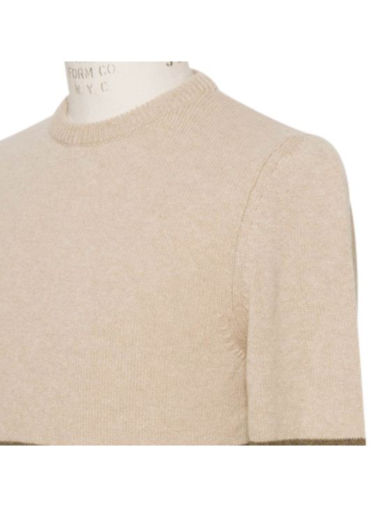 Kiton KITON Beige Green Cashmere Crewneck Sweater Beige/green 001