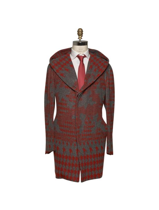 KNT KNT Kiton Gray Red Cashmere Pa Overcoat Gray/Red 000