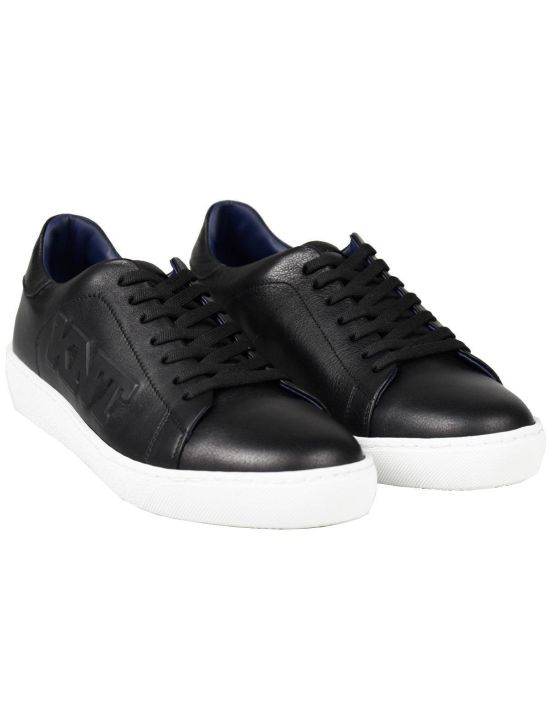 KNT KNT KITON Black Leather Calfskin Shoes Black 000